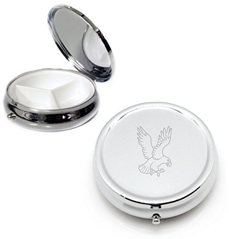 Knight Pillendose Silber rund mit Gravur Adler