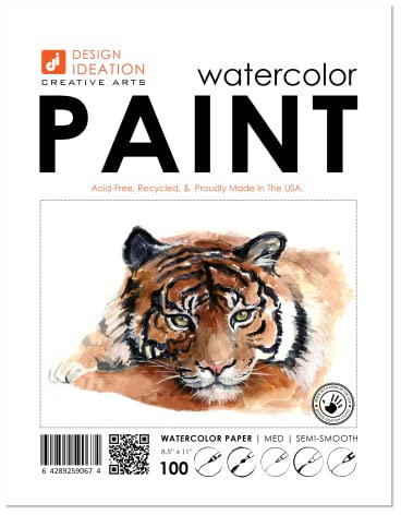 Premium Watercolor Paper for Pencil, Ink, Marker and Watercolor Paints. Great for Art, Design and Education. Loose Sheet Pack. (100 Sheets(8.5 x 11))