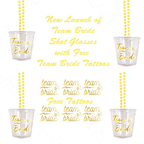 We Personalize 12 Team Bride Hen Shot Glasses with 12 Free Team Bride Tattoos- Ideal for Any Hen Party/Shot Glass
