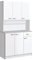 HOMCOM Gabinete de Almacenaje Armario para Cocina de 6 Puertas con Gran Espacio para Microondas con 1 Cajón Estante Ajustable 101x39x180 cm Blanco