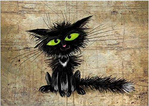 Fußmatte für innen als waschbare Motiv Tür-Matte - 50x70 cm Fußabtreter Lustige Katze als rutschfeste Schmutzfangmatte - Moderne Eingangsbereich Sauberlaufmatte für Flur Haustür