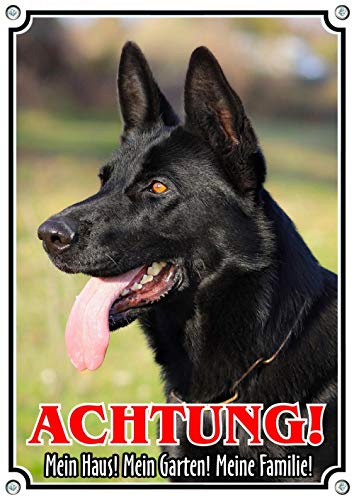 Petsigns Hundewarnschild schwarzer Deutscher Schäferhund - erstklassiges Metallschild in Fotoqualität, DIN A5
