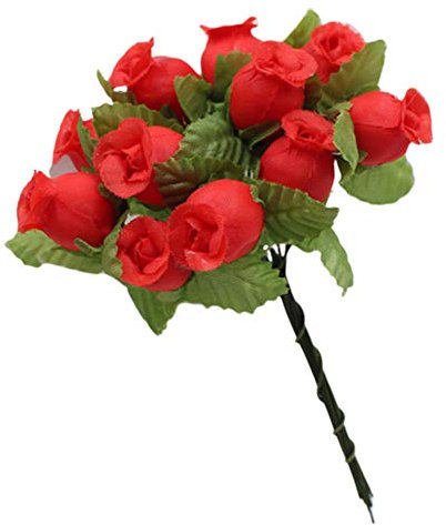 HshDUti 1 mazzo di fiori artificiali 12 rose rose rose artificiali fai da te fai da te, matrimoni, feste, casa, giardino, tomba, decorazione per interni ed esterni, disposizione di fiori di seta