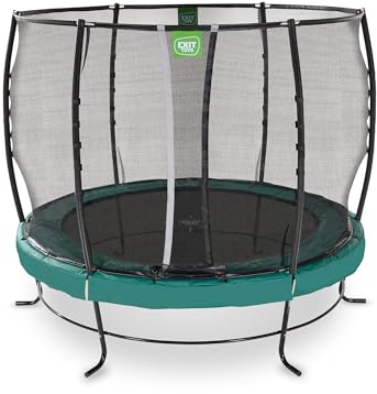 EXIT Toys Lotus Premium Trampolin - ø305cm - Mit Fußschutzsystem - Trampolin mit Extra Starkem und Stabilem Rahmen - Lange Federn für Erfahrene Springer - Wasserfest - Grün