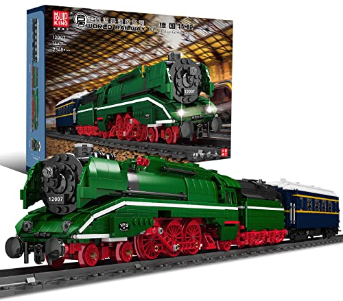 Mould King 12007 Technik BR18 201 German Express Dampflokomotive,Modellbausatz Fernbedienung elektrisch World Railway Series, Klemmblock Bauvorrichtung Kompatibel Mit Spur Bahn