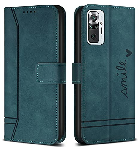 Bravoday Hülle für Xiaomi Redmi Note 10 Pro/Redmi Note 10 Pro Max, PU Ledertasche Handyhülle Flip Schutzhülle Kompatibel mit Xiaomi Redmi Note 10 Pro/Redmi Note 10 Pro Max, Grün