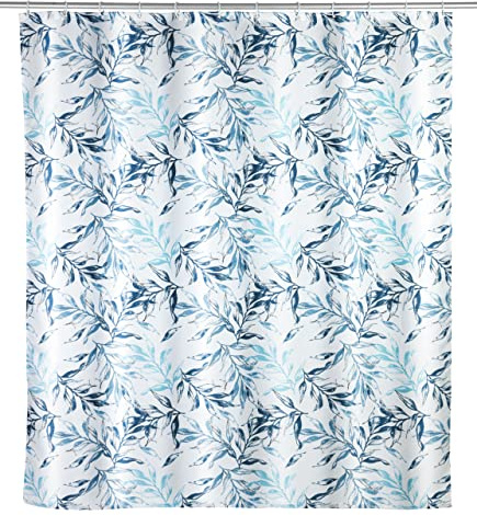WENKO Anti-Schimmel Duschvorhang Catala, antibakterieller Textil-Vorhang für Dusche und Badewanne, waschbar & wasserabweisend, mit 12 Vorhang-Ringen zur Befestigung an der Duschstange, 180 x 200 cm