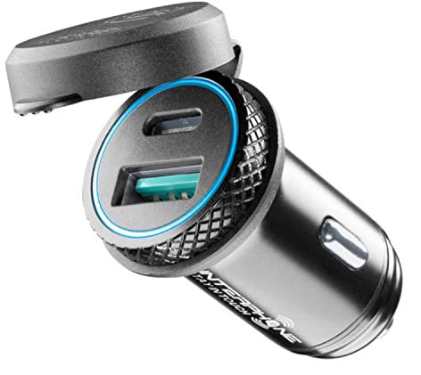 INTERPHONE adattatore a 12 V per presa accendisigari dotato di doppia porta USB Type A e Type C
