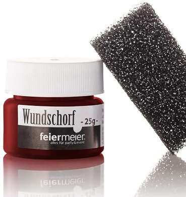 feiermeier Costra, 25 g, con esponja, efecto especial sangre para abrasiones realistas y cortes para Halloween, carnaval y maquillaje teatral