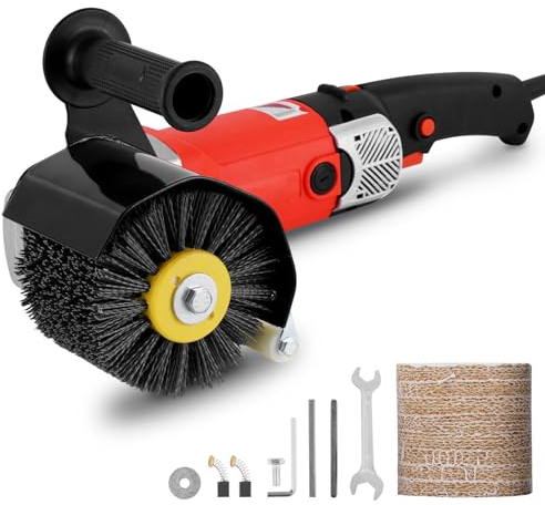 MXBAOHENG 2800W Electric Burnishing Polishing Machine 8 Adjustable Speed Drum Sander Machine for Wood and Stainless Steel Polishing with 1*Abrasive Wire Wheel & 1* Linen Wheel