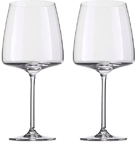 Habiba Copas de Vino Juego de 2 Copas de Vino de Cristal, Copas de Vino Tinto de Primera Calidad sopladas a Mano, aptas para lavavajillas, aptas para Aniversario de Boda Elegante