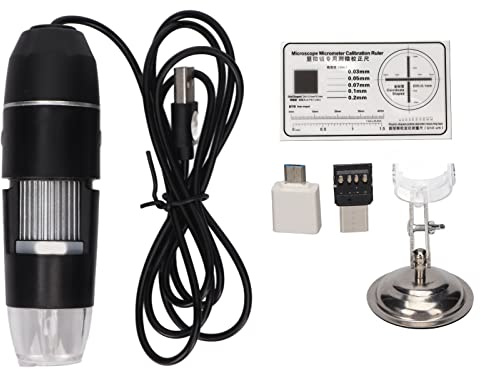Skin Analyzer Haar-Kopfhaut-Detektor 800-fache Vergrößerung Tragbares USB-Mikroskop mit 8 Lichtchips Zur Haut- und Haarerkennung (Schwarz)
