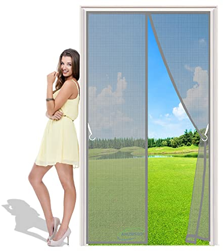Insektenschutzrollo für Türen 300x285 cm Magnetischer Fliegenvorhang Moskitonetz, Gegen Fliegen Moskito Tür Mückennetz - Grau H