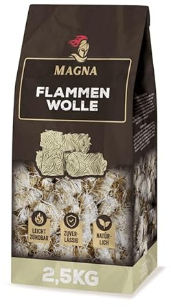Magna Premium Flammenwolle - 175 Anzünder - Kaminanzünder, Holzwolleanzünder, Kaminholzanzünder, Feueranzünder, Holzkohleanzünder, Grillanzünder - 100% Natürlich 2,5 KG