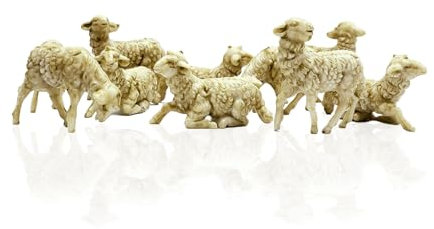 Gesar art in progress - Lot de 24 Moutons Beiges Miniatures 4 cm - Résine - Animaux Moutons Assortis - Crèche Décorations - Animaux Crèche - Paysage de Noël