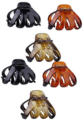 FRCOLOR 6 Pinzas de Pulpo Cabello Diseño de Pulpo, Accesorios Cabello de Plástico Ps, Sujetan Firmemente, Ideales para Rizos en Cocina o Salidas