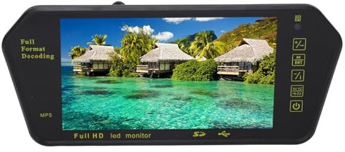 Fockety Cámara de Espejo Retrovisor, Cámara de Tablero de Espejo de 7 Pulgadas con Cámara de 4 LED, Cámara Trasera 1080P para Automóvil, Cámara de Respaldo Impermeable, Visión Nocturna,