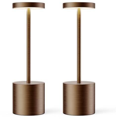 ZenithLight Paquete de 2 lámparas de mesa inalámbricas recargables, luz LED pilas, 5000 mAh, resistente a la intemperie para comedor
