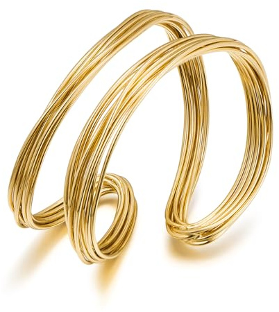 ENSKEFEN Bracciali da donna martellati aperti braccialetti regolabili braccialetto irregolare braccialetto rigido