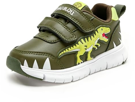Zapatillas Deportivas Ligeras para niños, Zapatos de Dinosaurio Luminosos, Moda al Aire Libre, Comodidad y Ocio (Verde Militar, Niño (0-5 años), 26, Números, Sistema Tallas Calzado EU, Mediano)