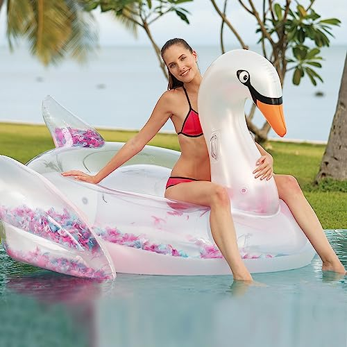 ONBEST aufblasbares XXXL Schwimmtier mit Federn – 183x162x117 cm – Wassertier zum Aufblasen für Erwachsene & Kinder 14+ – Highlight an Pool & Strand für Spaß im Wasser – Badetier Luftmatratze