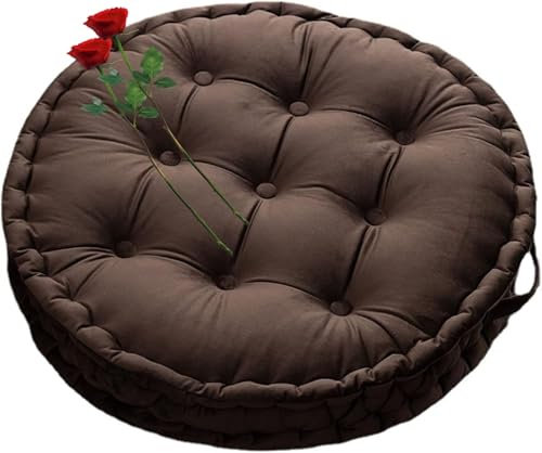 Sitzkissen Garten Bunt mit Griff 60 cm, Sesselauflage Outdoor, Sitzerhöhung Stuhl, Stuhlkissen Rund, Bodenkissen Boho, Sitzkissen Sessel Senioren für Stuhlerhöhung Erwachsene Auto Gartenstuhl(Coffee)