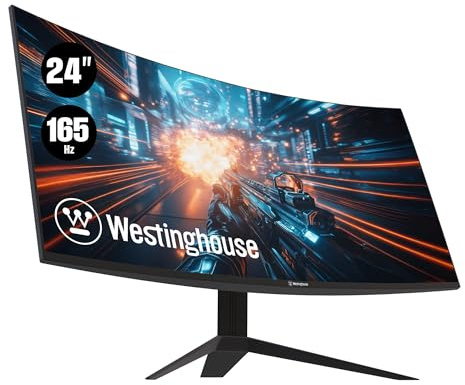 Westinghouse 24 Full HD Curved Gamer Monitor, 165Hz, Amd Freesync Support, Low Motion Blur, 1500R Curve, 1920 X 1080, For PC Gaming With Built-in Speakers, Displayport, Hdmi