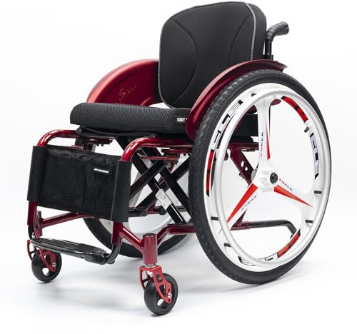 Sportrollstuhl, Leichter faltbarer Rollstuhl mit Aluminiumrahmen,Premium Transportrollstuhl,Schaukelbeinstütze, chnellverschluss, manuelle Bremse, Aufbewahrungstasche(Seat width 41cm/16.5in,C)