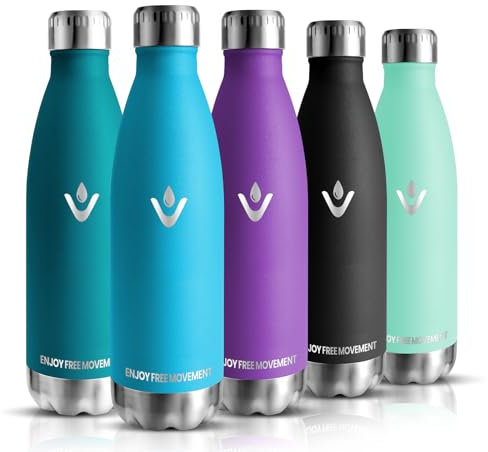 Trinkflasche Edelstahl, Trinkflaschen Kinder, 500ML BPA-frei, Thermosflasche, Wasserflasche Edelstahl Doppelwandig, Thermosflasche Kohlensäure Geeignet, Water Bottle für Fitness, Fahrrad, Schule