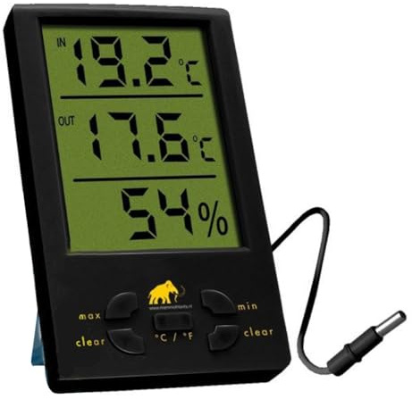 Termómetro Higrómetro digital especial para Cultivo Interior con sonda de 2.5M / Pantalla LED Verde Grande/Armario Cultivo Indoor/Medidor temperatura y humedad/Cultivo hidropónico