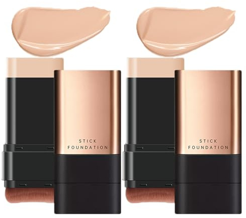 2 In 1- Luxury Anti-Wrinkle Foundation Stick, Korea Eraser Foundation Stick With Brush, Contour Stick Foundation Face Stick, Stick Foundation Makeup Eraser Korean (2Pcs Natural)