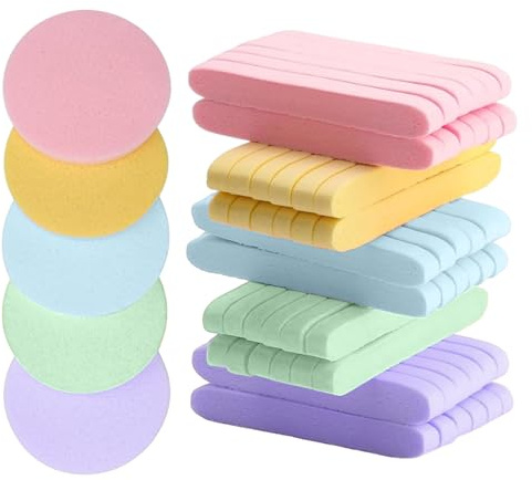 60 Pcs Facial Sponges Compressed Face Cleansing Sponge Facial Washing Sponges Makeup Tool for Facial Exfoliating Facial SPA Massage Makeup Removal, 5 Colors