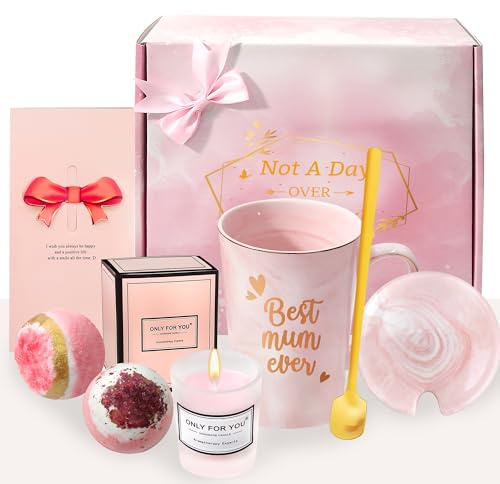 YORFULL Geschenke für Frauen, Geburtstagsgeschenk für Mama, Rosa Keramiktassen-Geschenkbox-Set für Frauen, Mutter Geschenkset