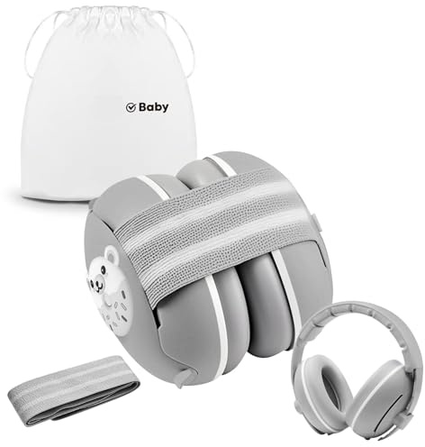 Robofun 2 in 1 Cuffie Neonato Antirumore, Protettori Acustici per Neonati -25dB, Fasce Regolabili, Protezione Acustica Ideale per Neonati fino a 48 Mesi, Confortevoli