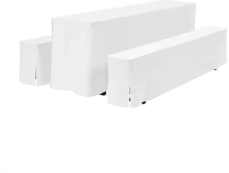 Stoff-Kollektion Bierzeltgarnitur Hussen Set Bierbank Polyester 3 TLG. Hochzeit, Feier, Gastronomie 1x(220cm x 50cm x 35cm) + 2X(220cm x 25cm x 23cm) (Weiß)