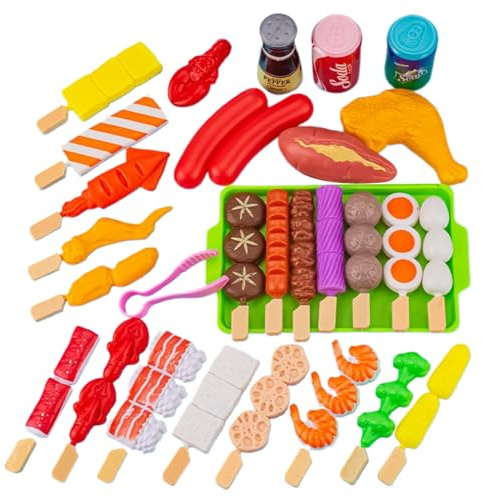 Grill-Spielset für Kinder, 29-teiliges Set aus Kunststoff, BBQ-Grill-Spielset für Kinder, realistisches Spielessen, interaktives Spielzeug aus künstlichem Essen für die frühe Bildung, für Jungen