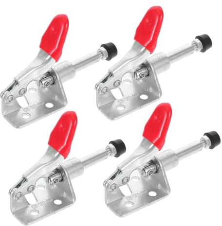 LALAFINA 4piezas Abrazaderas De Palanca Fijas De Hierro Abrazaderas De Palanca Para Carpintería Herramienta De Sujeción Resistentes Para Encimeras Soldadura Taller Mesa Accesorio Antidesliz