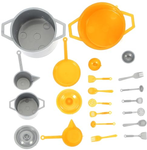 BESPORTBLE Mini Vaisselle de Collection et Accessoires pour Maison Miniature Garçon et Filles, 1:12 Taille, 20 Pièces, Ensemble Mini Fourchette et Cuillère en Métal Argenté et Assiettes