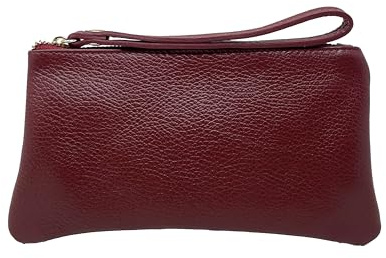 Chicca Borse Pochette con cinturino da polso Borsa Donna in Pelle Dollaro (Bordeaux)