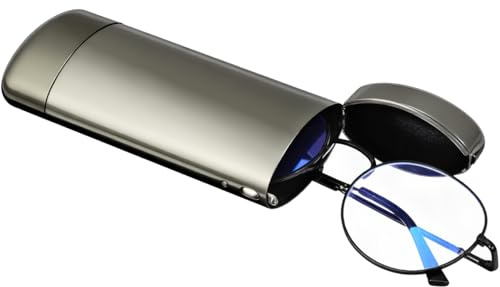Healvian Brillenetui Hardcase Aluminium, Sonnenbrillenetui,Hartschale Brillenbox für Sonnenbrille Lesebrille, Kompaktes Reiseetui Brillenetui für Damen Herren