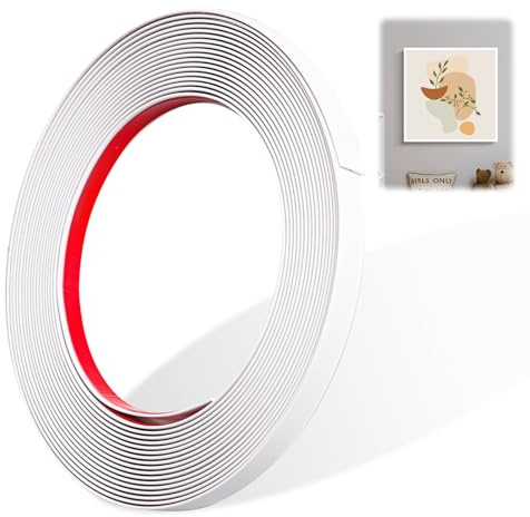 Bubuny Zierleisten Selbstklebend Weiß 7M x 1cm Fensterleiste Selbstklebend Abziehen und Aufkleben PVC Selbstklebende Kantenschutz Wand Leisten für Spiegelrahmen Möbeldekor