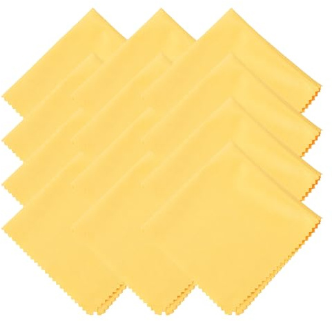 sourcing map 12 Pcs Microfiber Cleaning Cloth for Glasses, 8 x 8 Inch Eyeglass Cleaning Cloth, Glasses Cleaner Wipes for Electronics Lenses Screens Cameras Cell Phones, Yellow