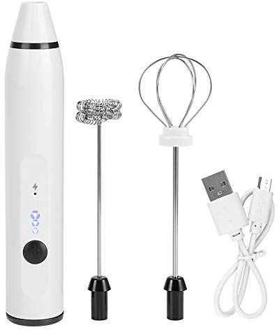 Petit fouet électrique portatif Mini mousseur USB chargeur mousseur à lait mousseur fouet mélangeur pour café latte chocolat chaud appareils de cuisine blanc rose (Blanche)