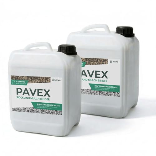 PAVEX - 2x5L Kiesbinder zum verkleben von Steinen, Mulch und Schotter Aller Art Verbund von Steinen für Gartenwege oder Terrassen - wasserdurchlässiger Splittbinder - Hält bis zu 3 Jahren.