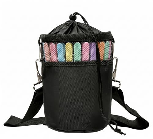 laveroar Clothes Peg Bag for Washing Line, Black Peg Bag with Shoulder Strap and Drawstring Closure, Portable Storage Peg Holder for Laundry Line Use
