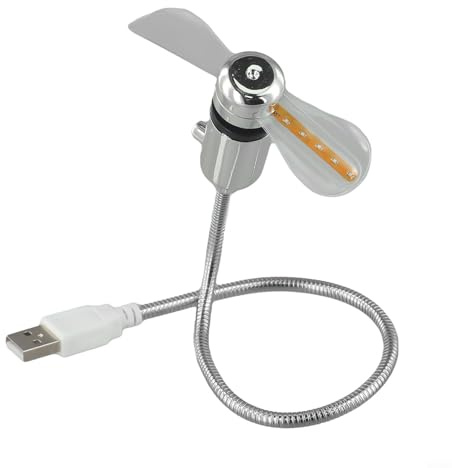 Ventilatore da Scrivania USB con Orologio, Ventilatore Personale Silenzioso per Ufficio e Casa, Tubo in Metallo Regolabile con Display del Tempo (colorato)