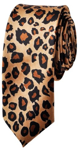 TOPTIE Cravate léopard étroite unisexe 5 cm, accessoires léopard marron taille unique