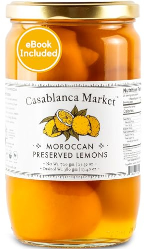 CASABLANCA MARKET Moroccan Preserved Lemons – Authentic Moroccan Preserved Lemons in Jar – Whole Non-GMO Preserved Lemon – Preserved Lemons for Couscous or Tagine Pot for Moroccan Cooking (25oz)