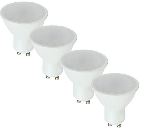 MiniSun | Thermal Plastic 5W Energy Saving LED GU10 Frosted Lens Bulbs | LED Bulbs, Home Décor & Improvement Essential | Pack of 4 | 6500K Daylight