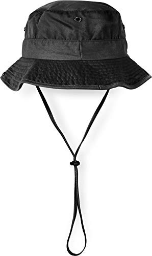 normani Schlapphut aus Baumwolle mit umklappbarer Krempe und Kinnband Farbe Schwarz Größe XL=61